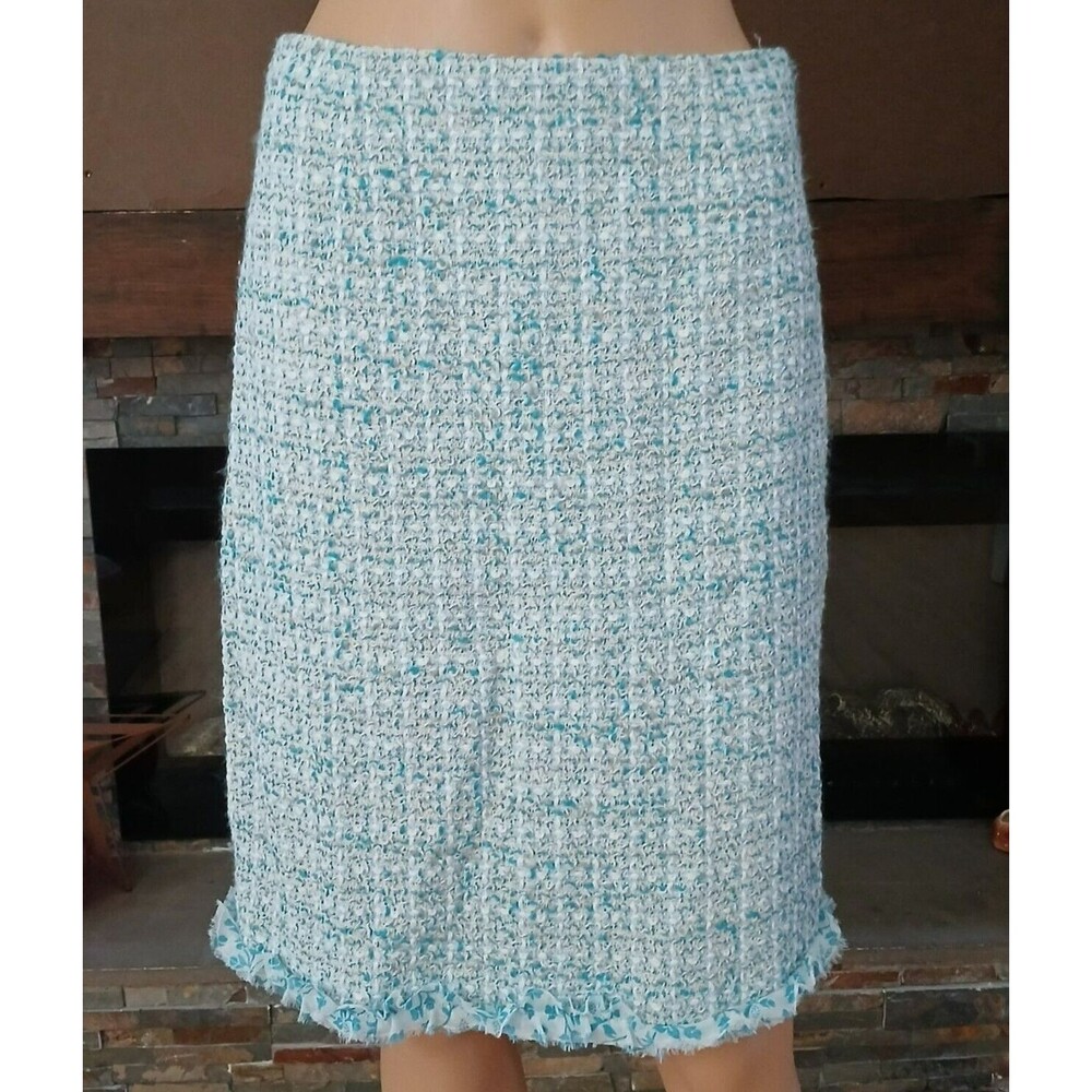 Grace Dane Lewis Women's Cotton Blend Tweed Blue Skirt Size 4 Office Career - Picture 5 of 10